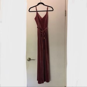 Pink velvet jumpsuit